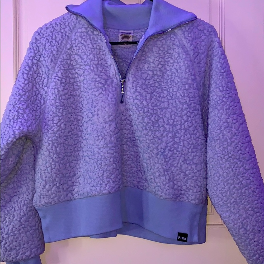 Pink blue fluffy sweater